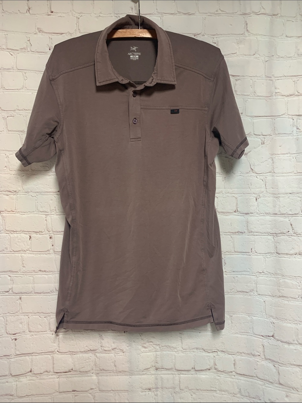 Arc'teryx Mocha Brown Cotton Blend Polo Top Size M 40” - Picture 1 of 6